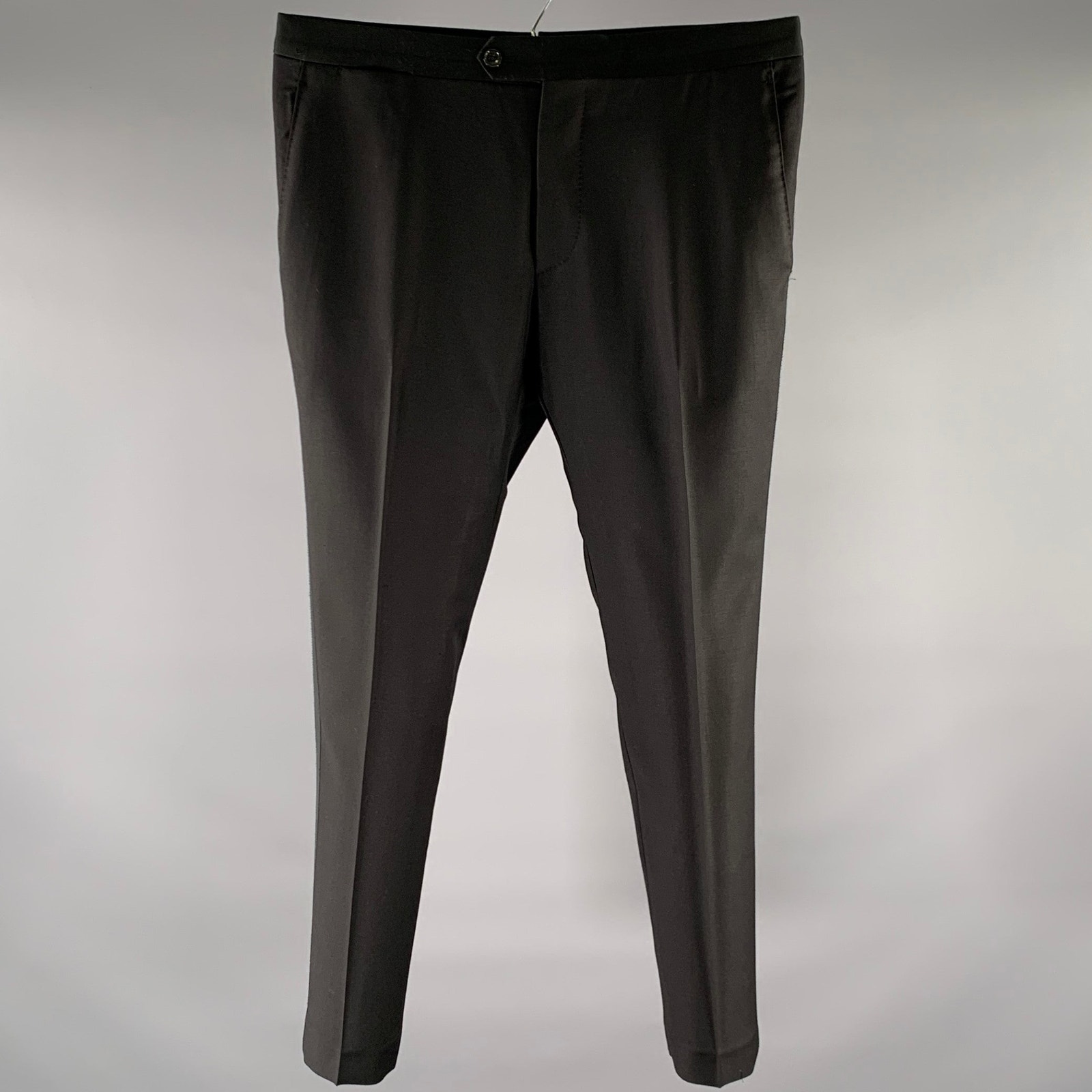 Lardini Size 32 Black Wool Tuxedo Dress Pants